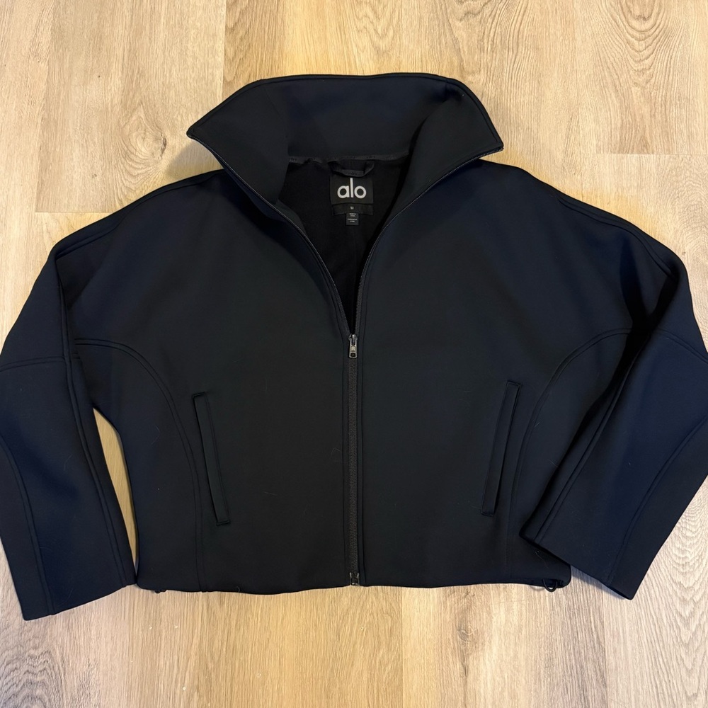 ALO Yoga Black Zip-Front Cropped Jacket